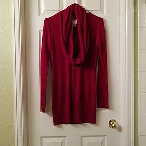 Sweater dress with scarf